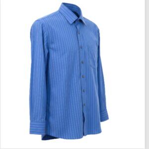 Michael Kors Men's Dress Shirt Sz Large 16 34-35 Blue Stripe Long Sleeve Pocket